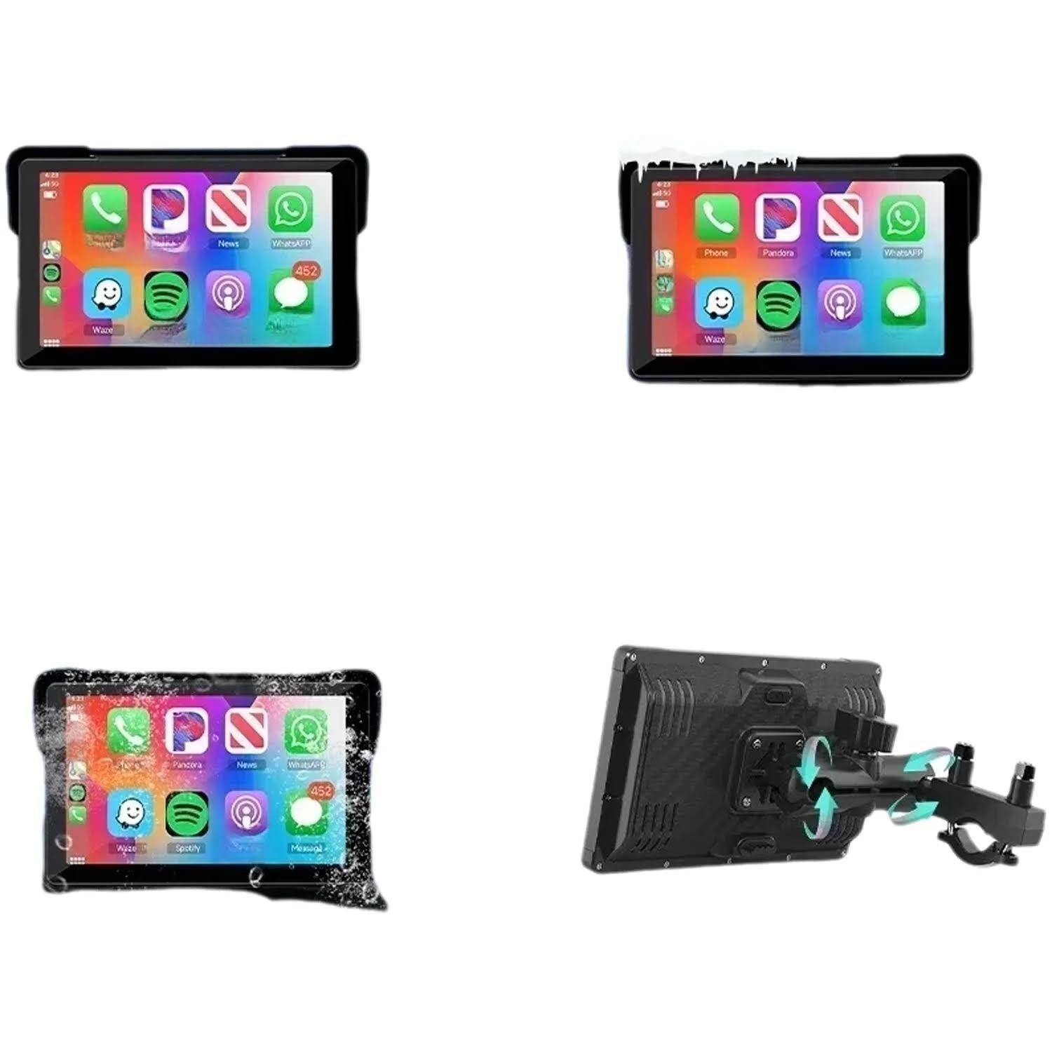 5/7 pouces Portable Carplay moto DVR GPS Navigation IPX7 étanche écran LCD pour sans fil CarPlay(Noir)