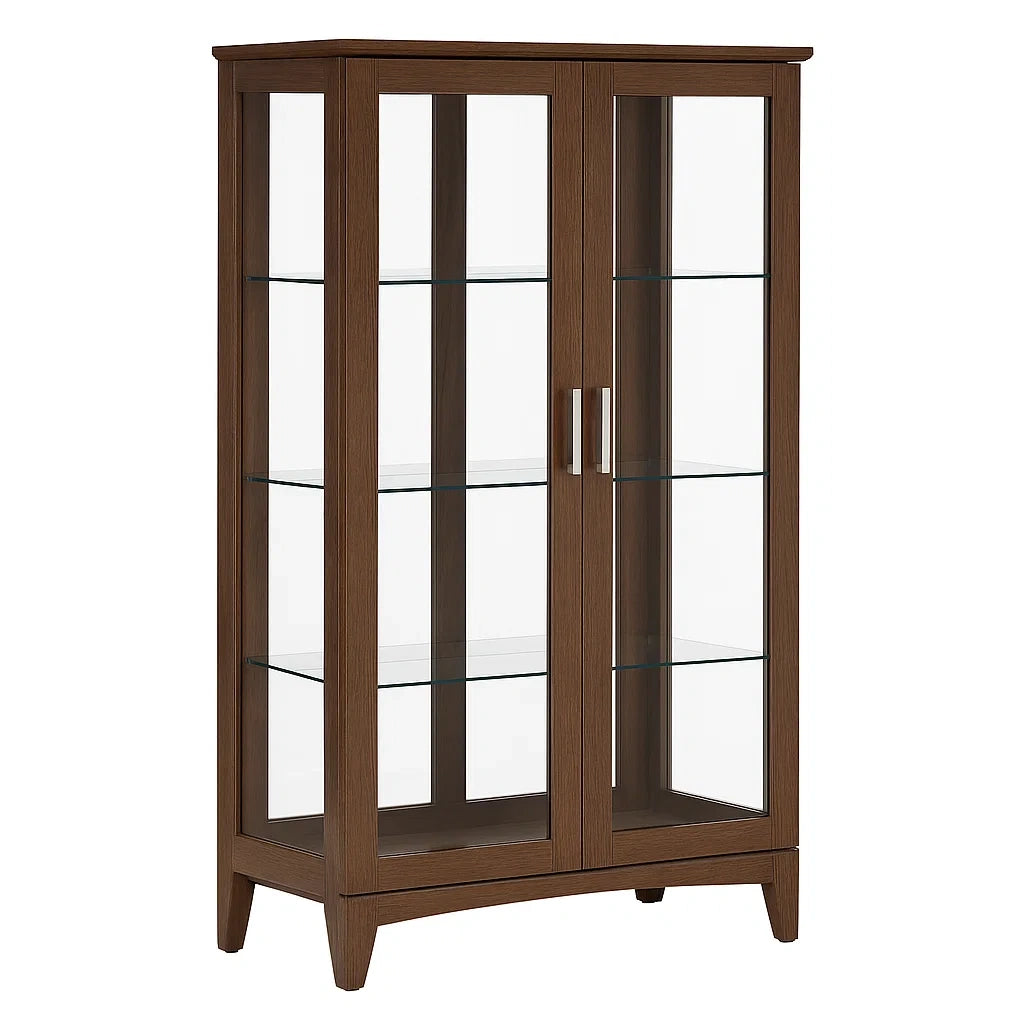 Vitrine en chêne et verre trempé brun 180 cm x 80 cm x 35 cm(Brun)
