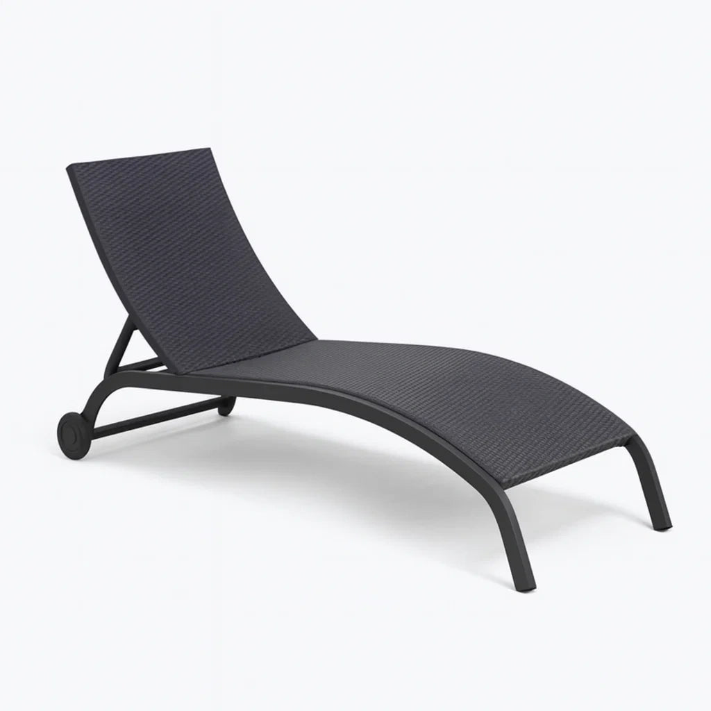 Chaise longue extérieure en aluminium et textilène noir(Noir)