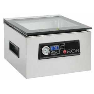 METRO Professional Machine sous vide à cloche GVS1200, acier inoxydable/verre, 37.2x44.3x24.9 cm, 7 L, Pompe 70l/min, minuterie, 5 fonctions, Argent(Argent)