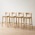 Lot de 4 tabourets de bar bois et tissu beige 106x45x48 cm(Beige)