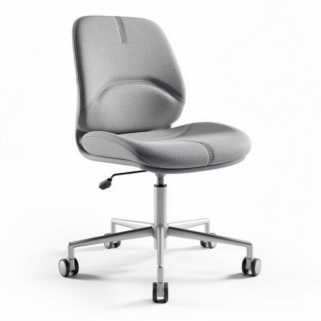 Chaise de bureau réglable en tissu gris avec roulettes et base en métal 50 x 60 x 90cm