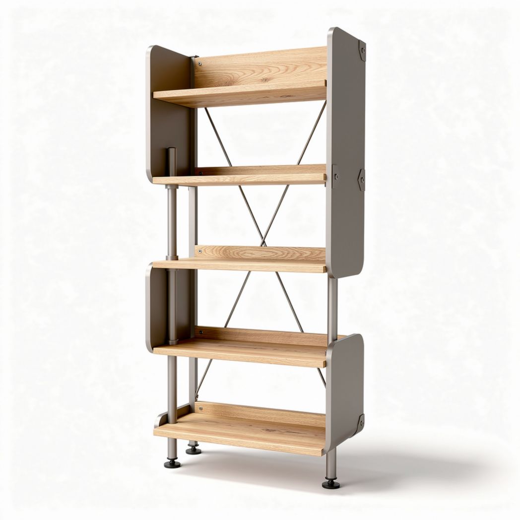 Étagère en bois et métal pour rangement avec dimensions 80 x 30 x 160cm