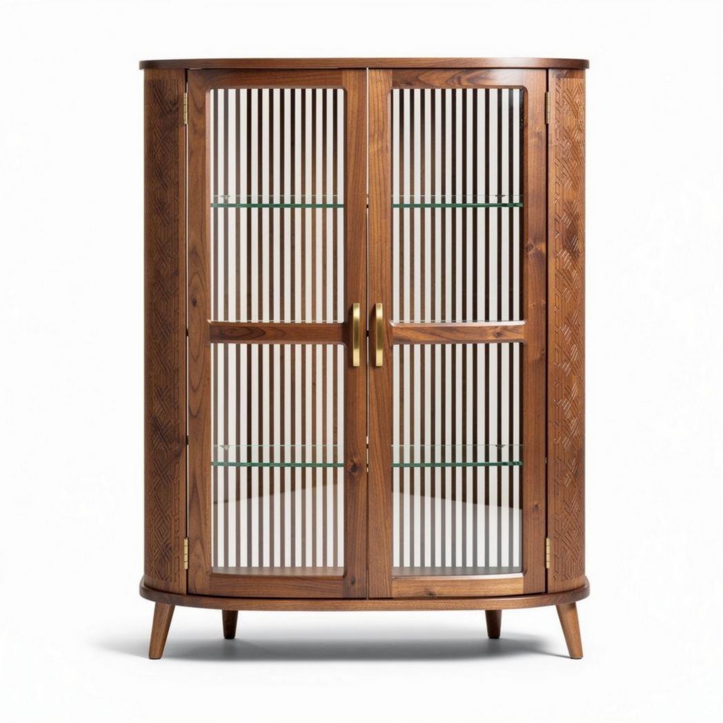 Vitrine en bois de pin avec portes en verre 80 x 40 x 120cm