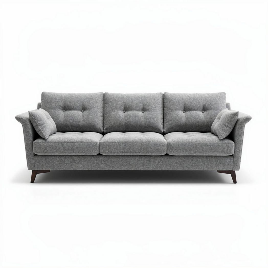 Canapé en tissu gris avec coussins 200 x 80 x 85cm pour salon