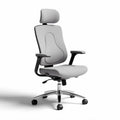 Chaise de bureau ergonomique en tissu gris avec appuie-tête 45 x 60 x 100cm