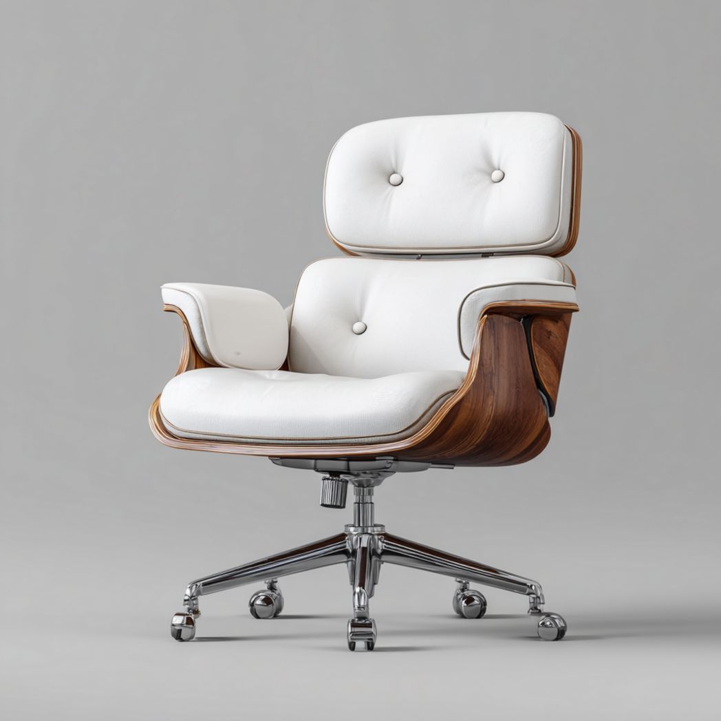 Chaise de bureau contemporaine en tissu gris avec coussins ergonomiques et roulettes