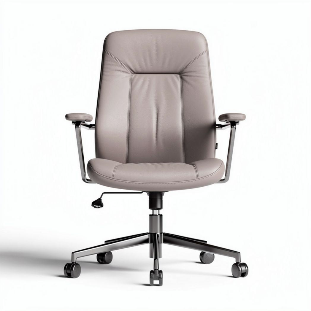 Chaise de bureau en cuir synthétique gris avec accoudoirs réglables 60 x 60 x 100cm