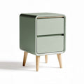 Table de chevet en bois naturel et plastique vert avec tiroirs 40 x 40 x 50cm