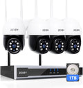 REIGY 5MP Système Surveillance WiFi Exterieure avec 1TB Disque Dur, Kit Camera Videosurveillance 16CH NVR + 4X Camera(2880 * 1620p), Audio Bidirectionnel Vision Nocturne Colorée IP66 Imperméable(White)