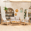Salon de jardin en acacia 4 places GILI - coussins sable Happy Garden(SELLER_2006_78225)
