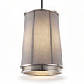 Suspension en métal gris avec abat-jour en tissu de 25 x 25 x 40cm pour éclairage intérieur