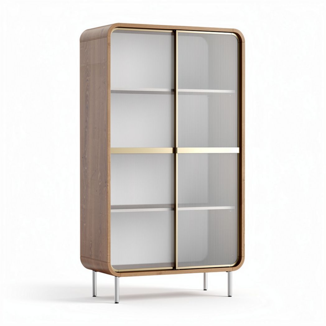 Vitrine en bois avec étagères en verre de 120 x 60 x 180 cm