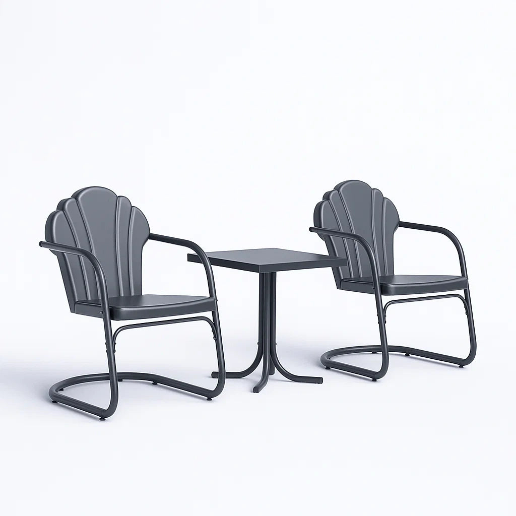 Ensemble de mobilier de jardin avec chaises et table en métal gris pour extérieur(Gris)