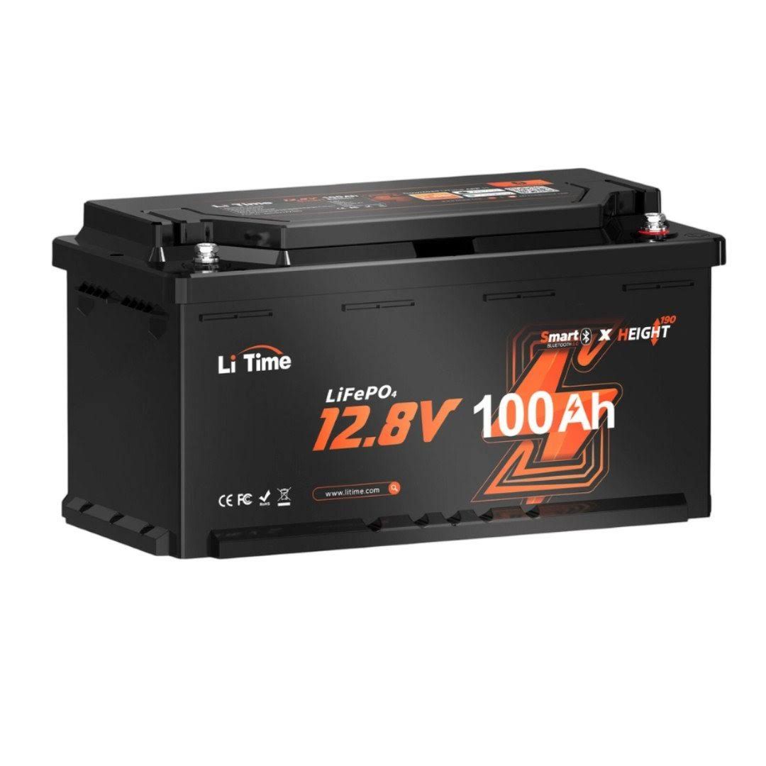 LiTime 12V 100Ah H190 Lithium Batterie mit Blutooth und BMS(Noir/Orange)