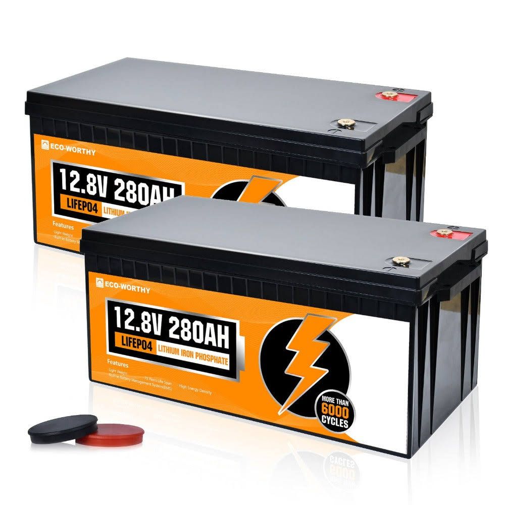 Batterie Lithium LiFePO4 12V 280Ah-Prot. basse Temp., 2 Pack (€419.99/Each)(Gris/Noir/Orange)