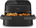 Philips Air Fryer 3000 Series Double Basket - Healthy, Fast and Versatile Cooking, 9 Litre Capacity, Touch Screen, Two Drawer Design (NA350/00)(Flexible drawer (removable divider))