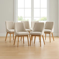 Lot de 6 chaises de salle à manger en tissu rembourré beige avec pieds en bois 55x51x81 cm(Beige)