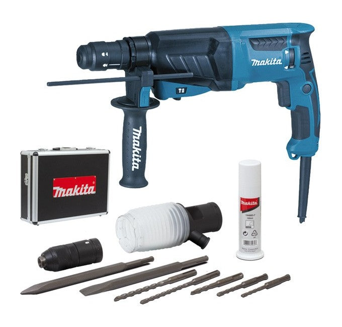 Perforateur burineur MAKITA HR2630TX4 - 800W - SDS-Plus - En coffret avec kit d'accessoires