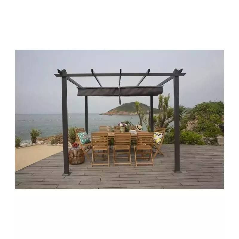 Pergola KIBA avec toit déroulant(Gris)