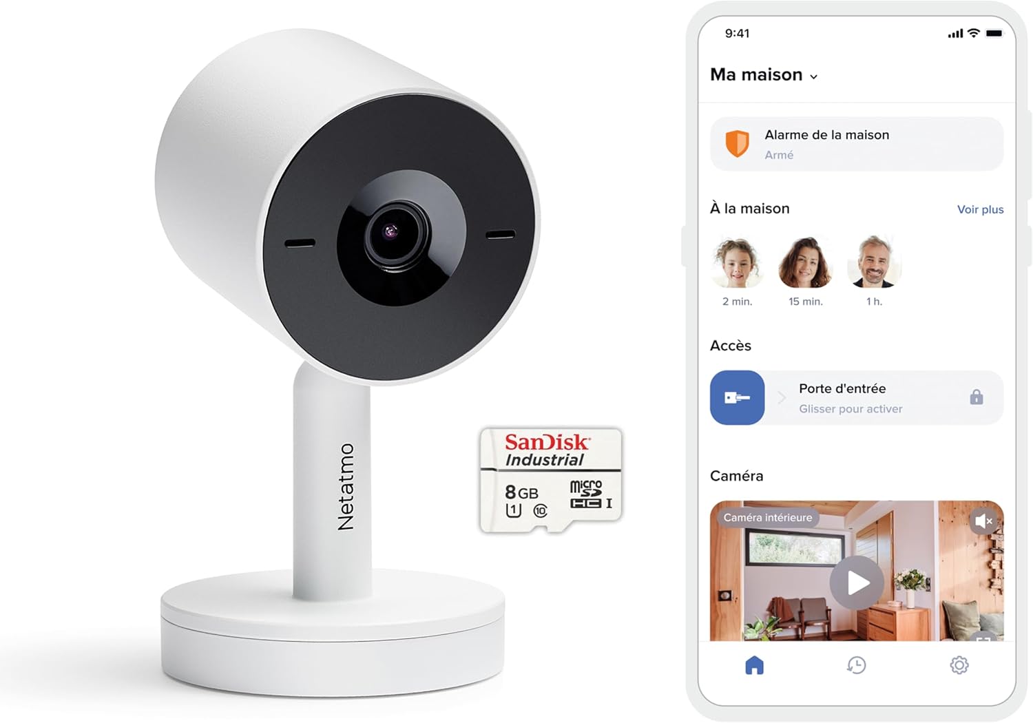 Netatmo Intelligente Caméra Intérieure Advance - Reconnaissance Faciale, Audio-Bidirectionnel, Angle de Vue de 130°, 2K HDR, 30 fps, Zoom X16, 2X Carte SD - Blanche(Caméra Advance Blanche)