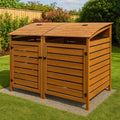 Poubelle de rue en bois de pin marron avec double porte 120x80x120 cm(Marron)