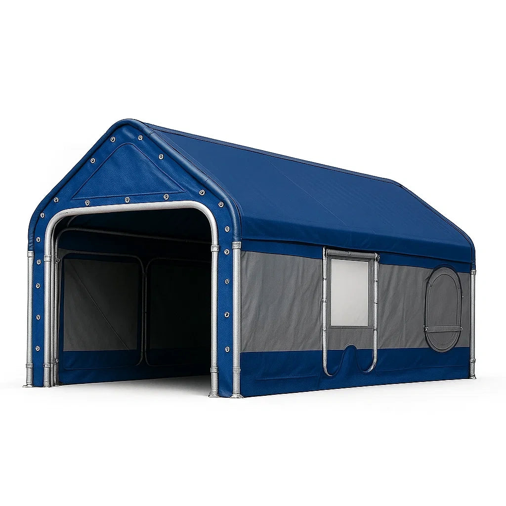 Carport en toile imperméable avec structure en métal 500x300x260 cm(Bleu/Gris)