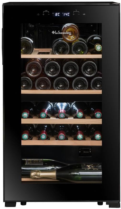 LA SOMMELIERE Cave de mise à température double zone SLS32DZBLACK 32 Bouteilles(Noir)