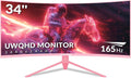 Écran Gaming incurvé 34 Pouces - WQHD 3440x1440, 165Hz, 1500R, HDR10, FreeSync, Rapport de Contraste 4000:1, sRGB 127 pour cent, Support VESA 100x100mm - Rose(Rose)