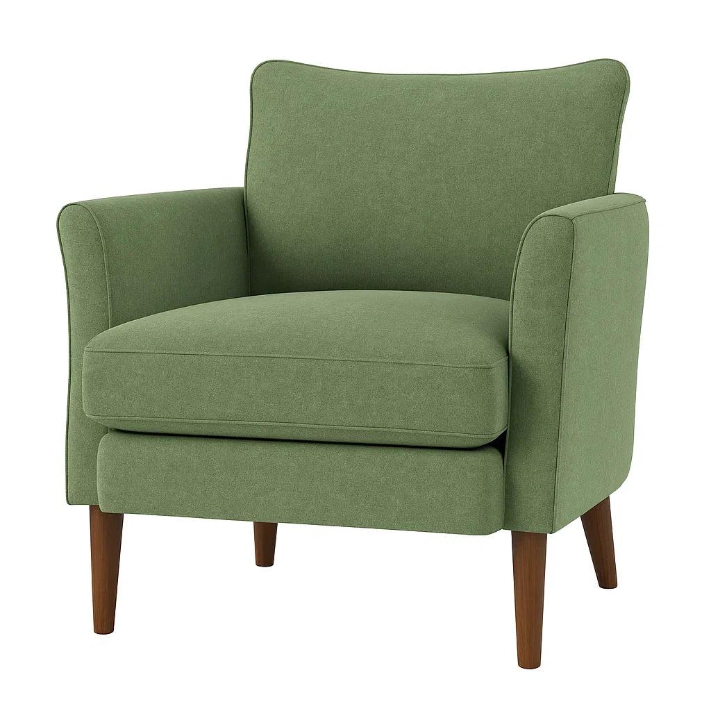 Fauteuil en tissu vert avec pieds en bois(Vert)