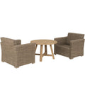 Ensemble de mobilier de jardin en rotin synthétique avec table ronde en bois(Beige Naturel)