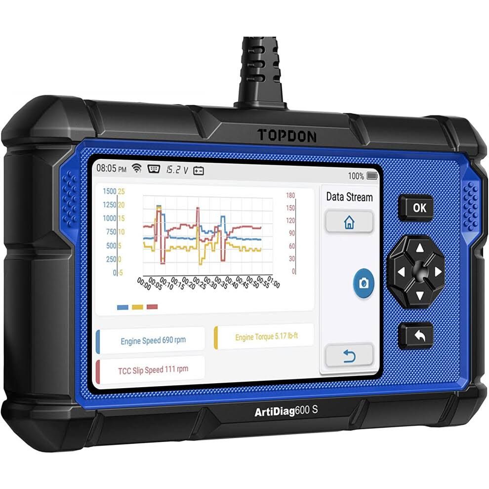 Topdon Artidiag600s Outil de Diagnostic Voiture pour 4 Systèmes(Noir/Bleu)