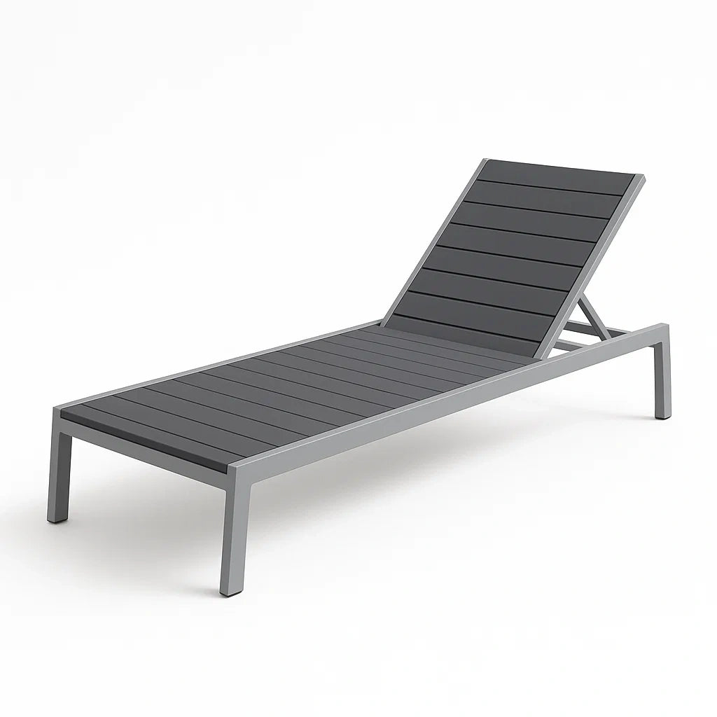 Chaise longue extérieure en aluminium et composite gris(Gris)