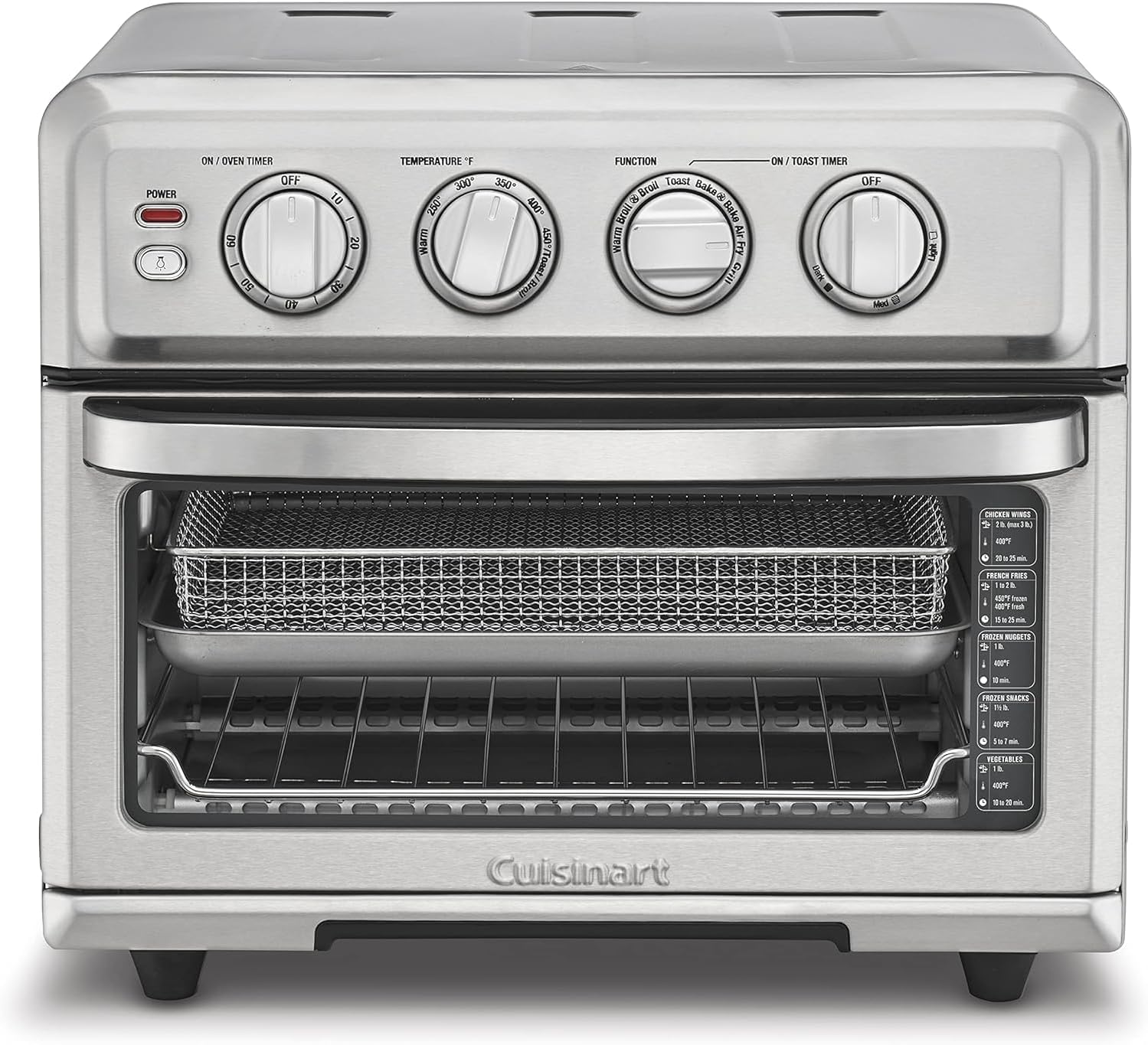 CUISINART Air Fryer + Convection Toaster Oven, 8-1 Oven with Bake, Grill, Broil  Warm Options, Stainless Steel, TOA-70