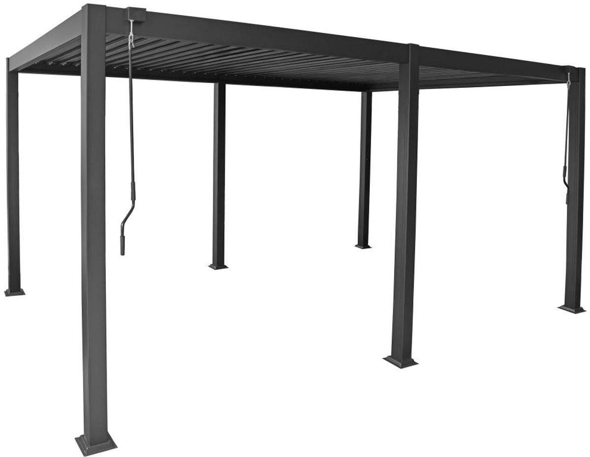 Pergola bioclimatique autoportante en Aluminium avec lames orientables - 12 m² - Anthracite - Amalfi(Anthracite)