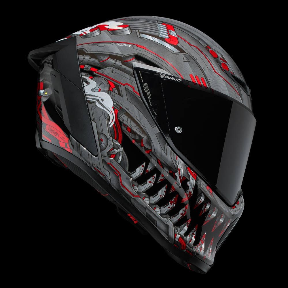Ruroc EOX Buzzsaw Lger Casque Intgral Bluetooth De Moto(Gris/Noir/Rouge)