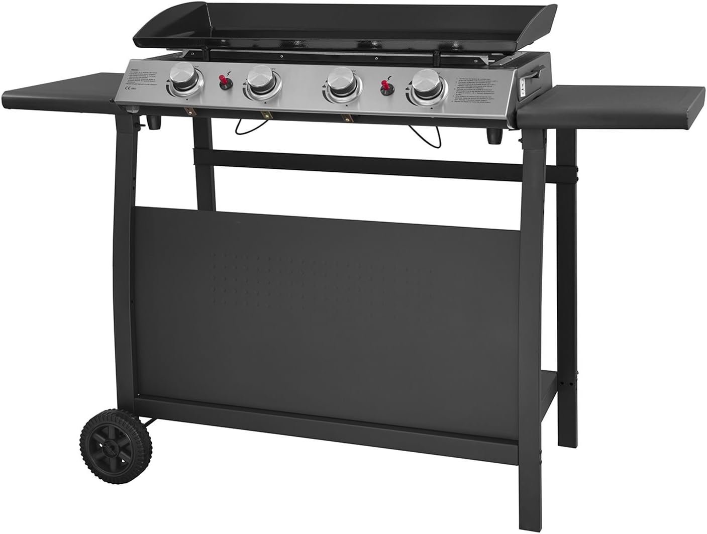 Plancha au gaz Valencia - 4 brûleurs 10kW + Chariot(Black)