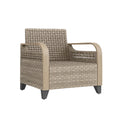 Fauteuil en résine tressée beige avec cadre en aluminium pour extérieur(Beige)