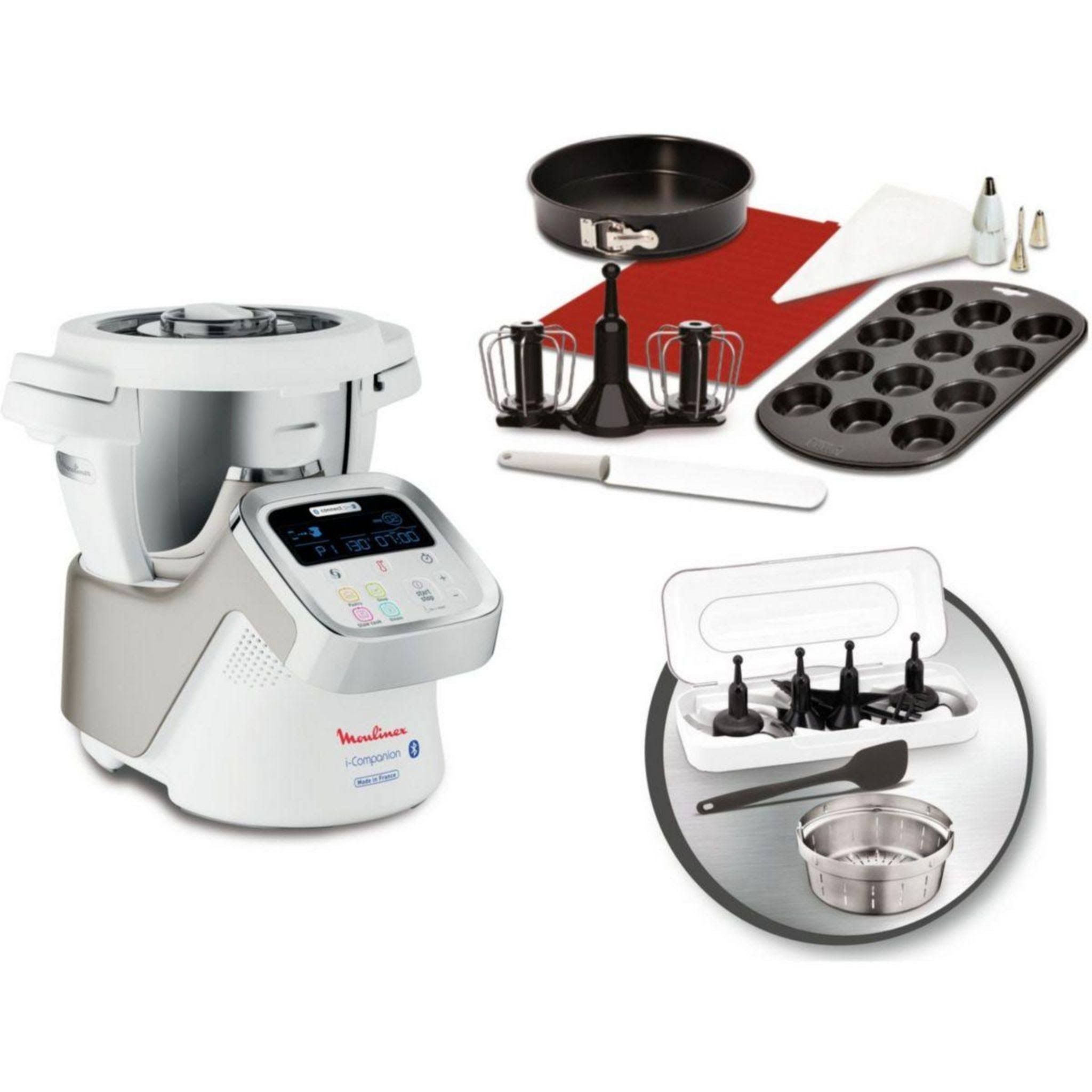MOULINEX Robot cuiseur i companion YY5264FG + kit patisserie(Blanc/Gris/Noir/Rouge)
